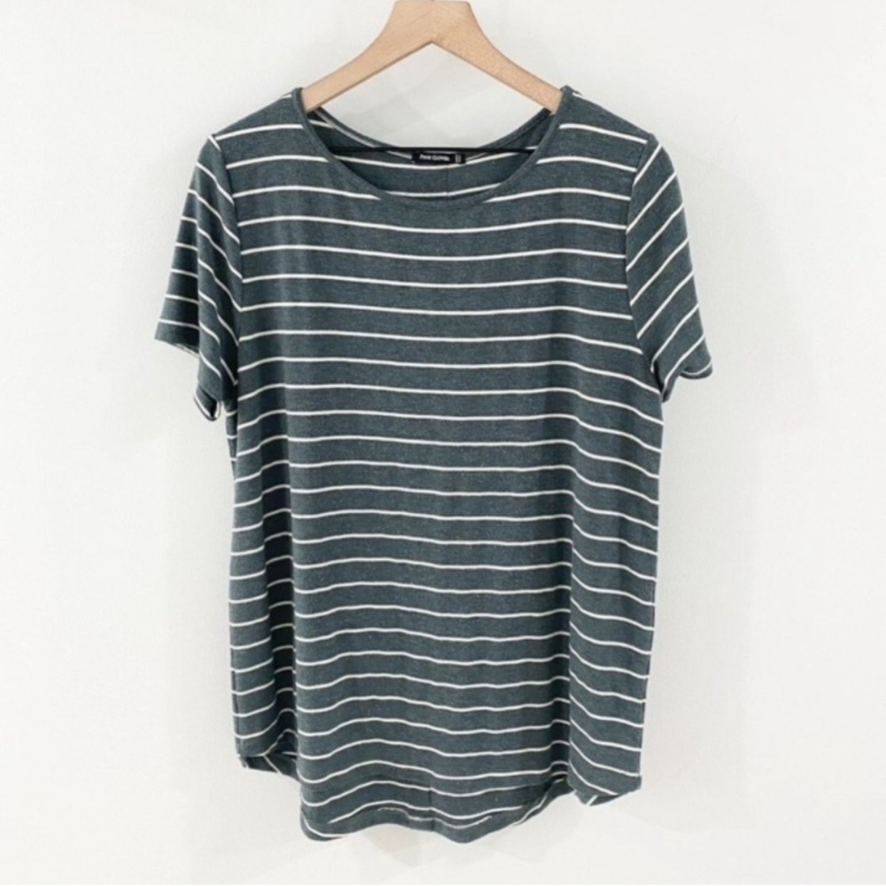 Pink Clover Green Striped Tee NWOT